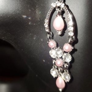 Silver n pink earrings,